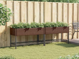 Garden Planters with Shelf 2 pcs Brown 90x40x75 cm Poly Rattan 3210508