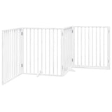 Dog Gate with Door Foldable 4 Panels White 320 cm Poplar Wood 352187