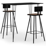 Bar Set Black MDF Standard Footrest Bar Set Rectangular 3057828