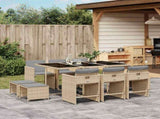 11 Piece Garden Dining Set with Cushions Mix Beige Poly Rattan 3211152