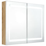 ZNTS LED Bathroom Mirror Cabinet White and Oak 80x12x68 cm 326516