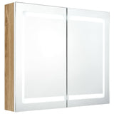 ZNTS LED Bathroom Mirror Cabinet White and Oak 80x12x68 cm 326516