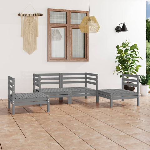 4 Piece Garden Lounge Set Grey Solid Pinewood 3082524