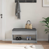 Hall Bench with Cushion with Shelf Grey Sonoma 83 x 38 x 45 cm 891581
