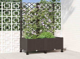Garden Planter with Trellis&Wheels Brown 80 x 40 x 146 cm PP 3422969