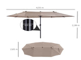 4.6m Double-Sided Patio Parasol Sun Umbrella-Tan T3398P318673