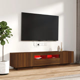 2 Piece TV Cabinet Set with LED Lights Brown Oak Engineered Wood 3120169