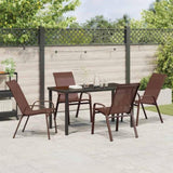 Garden Dining Set 5 pcs Brown and Black Powder-coated Steel 3379130