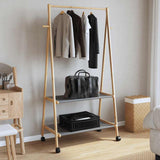 Clothes Rack with Shelves and Wheels 96x45.5x155.5 cm Bamboo 4008909