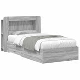 Bed Frame with Storage Grey Sonoma 75 x 190 cm Engineered Wood 3433803