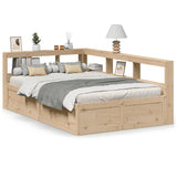Bookcase Bed without Mattress 140x190cm Solid Wood Pine 3324472