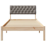 Bed frame Brown and taupe 90 x 200 cm Solid pine wood 878637