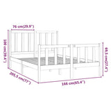 Bed Frame without Mattress 160x200 cm Solid Wood Pine 3106713