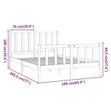 Bed Frame without Mattress White 160x200 cm Solid Wood Pine 3106714