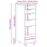 Rolling Cabinet Honey Brown 34 x 39 x 93.5 cm Solid Pine Wood 42028364