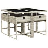 5 Piece Garden Dining Set with Cushions Light Grey Poly Rattan 3211259