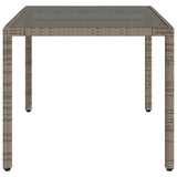 Garden Table with Glass Top Grey 150x90x75 cm Poly Rattan 365591