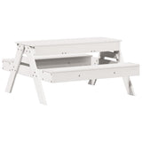 Picnic Table with Sandpit for Kids White Solid Wood Pine 832593