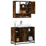 2 Piece Bathroom Furniture Set Smoked Oak Engineered Wood 3300942