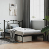 Metal Bed Frame without Mattress with Headboard Black 107x203cm 353435