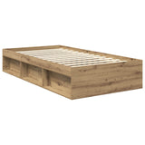 Bed Frame Artisian Oak 100 x 200 cm Solid Pine Wood 3412122