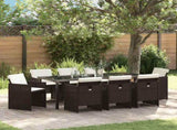 Garden Dining Set 9 pcs Brown Poly Rattan 3380604