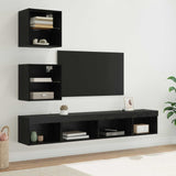 TV Wall Units with LED with LED 5 pcs Black Oak Engineered Wood 3402961