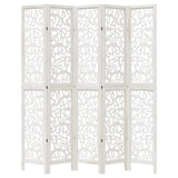 Room Divider 5 Panels White Solid Wood Paulownia 358744