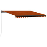 Manual Retractable Awning with LED 450x300 cm Orange and Brown 3055231