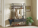 Coat Rack with Shoe Storage, Hall Tree, Industrial Coat Stand with Shoe Bench, 10 Removable Hooks, 2 T3398P423864