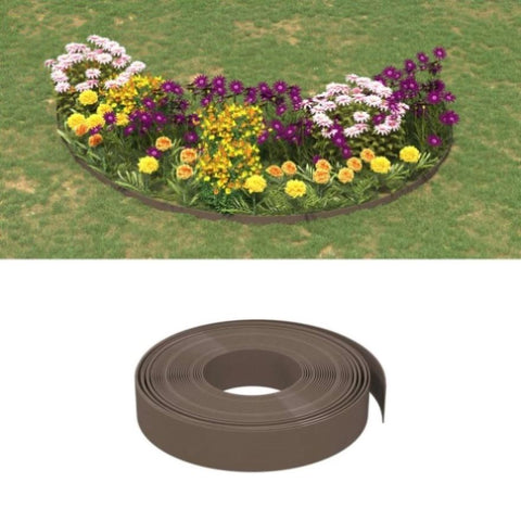 Garden Edgings 5 pcs Brown 10 m 10 cm Polyethylene 3155439