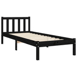 Bed Frame without Mattress Black Small Single Solid Wood Pine 3193430