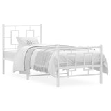 Metal Bed Frame without Mattress with Footboard White 80x200cm 374299