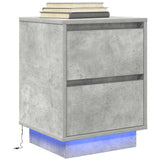 Bedside Cabinets with LED Lights 2 pcs Concrete Grey 38x34x50 cm 861290
