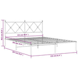 Metal Bed Frame without Mattress with Headboard White 150x200cm 376553