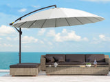 3 Cantilever Umbrella 18 Ribs & Vents Adjustable Angle for Patio Cream White T3398P322084