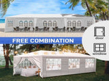 10'x30' Outdoor Party Tent with 8 Removable Sidewalls, Waterproof Canopy Patio Wedding Gazebo, White 84898035