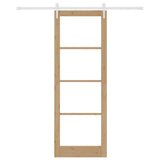Sliding Door Natural 83 x 232 cm Solid Pine Wood and Glass 3332421