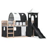 Bunk Bed without Mattress with Slide White and Black 90x190 cm Single 3284179