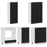 Kitchen Unit PORTO 5 pcs Black Engineered Wood 3438286