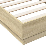 Bed Frame without Mattress with LED Lights Sonoma Oak 75x190 cm Small Single 839548