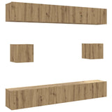 6 Piece TV Cabinet Set Wall-mounted Artisan Oak Engineered Wood 3328992