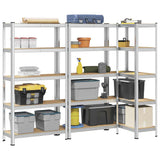 5-Layer Storage Shelves 3 pcs Silver Steel&Engineered Wood 3307590