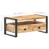 ZNTS Coffee Table 100x55x45 cm Rough Mango Wood 321558