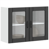 Kitchen Wall Cabinet with Glass Door Lucca Black Engineered Wood 853848