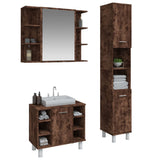 3 Piece Bathroom Cabinet Set Smoked Oak Engineered Wood 3187606