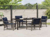 Garden Dining Set with Cushion 5 pcs Grey and Black Rattan 3380249