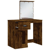 Dressing Table with LED Lights Smoked Oak 90x42x132.5 cm 834975