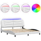 Bed Frame with LED without Mattress "Hvar" White 180x200 cm 3213949
