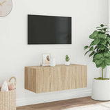 TV Wall Cabinet with LED Lights Sonoma Oak 80x35x31 cm 837285